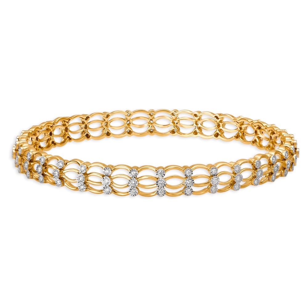 14K Yellow Gold Diamond Halo Bangle – Maurice's Jewelers