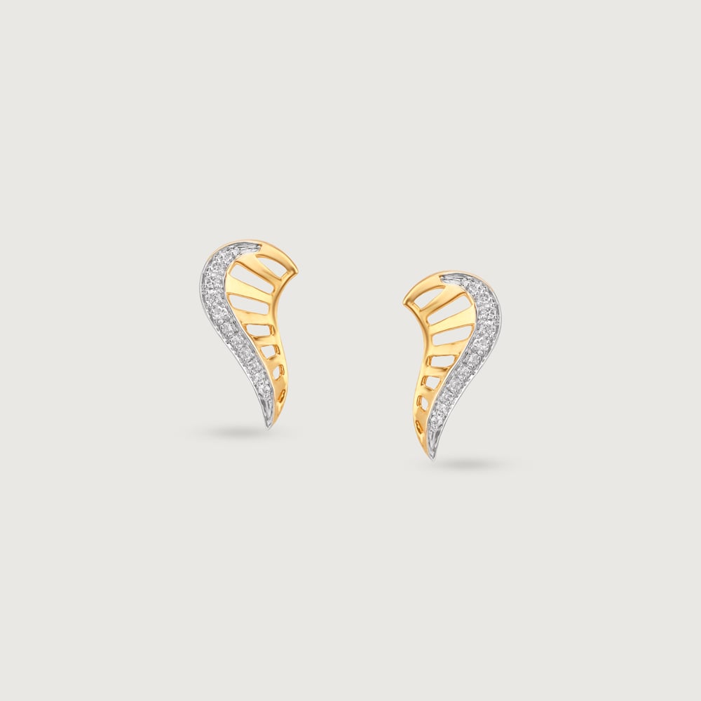 Graceful Wing Diamond Stud Earrings,,hi-res image number null
