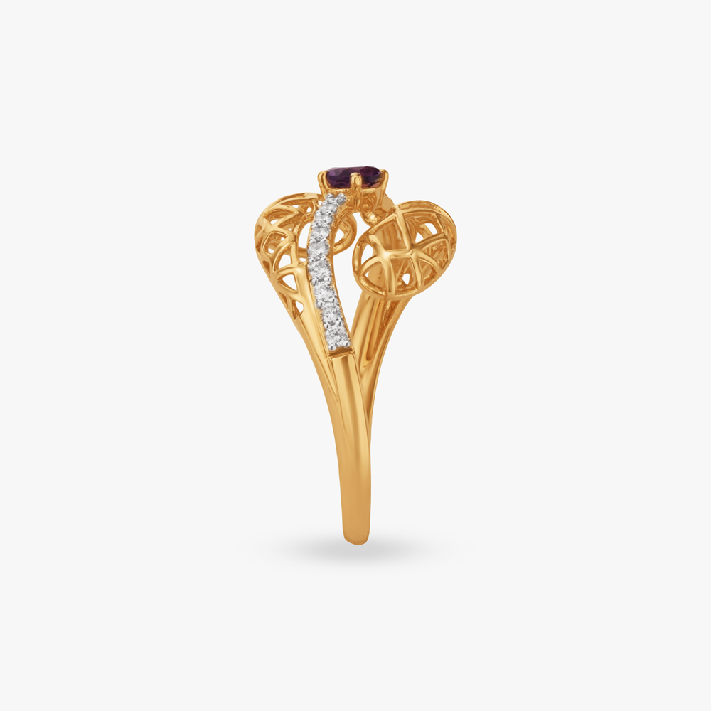 Lattice Curve Diamond Ring,,hi-res image number null