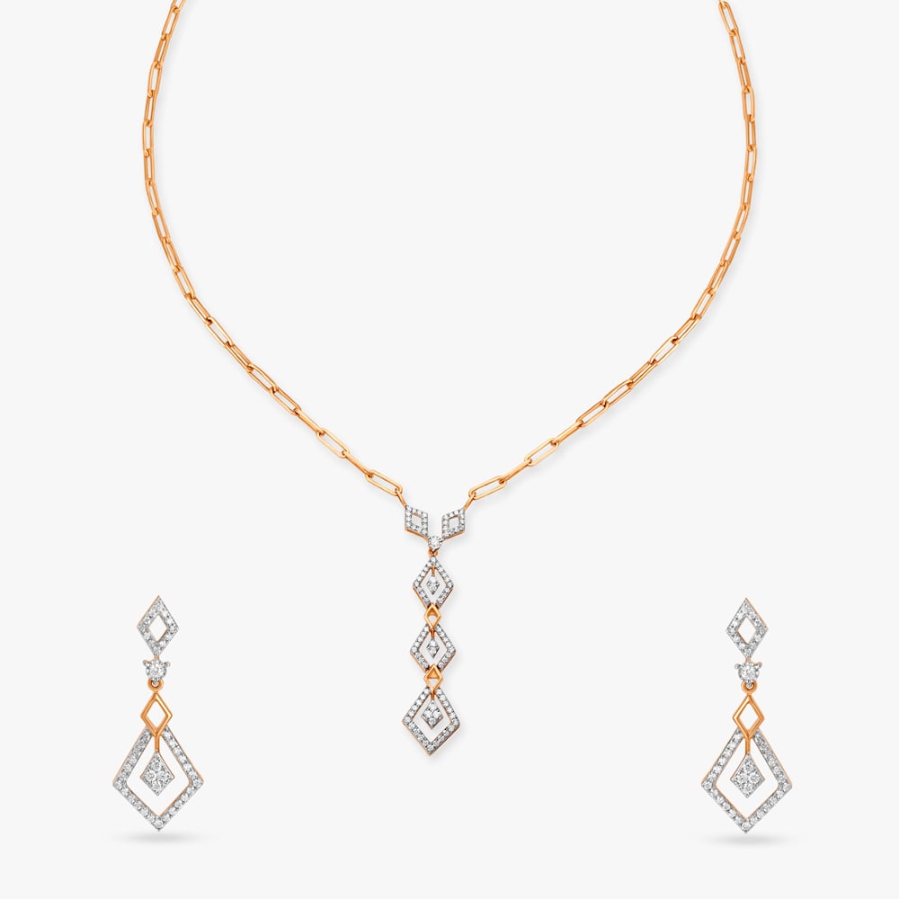 Splendid Diamond Pendant and Earrings Set