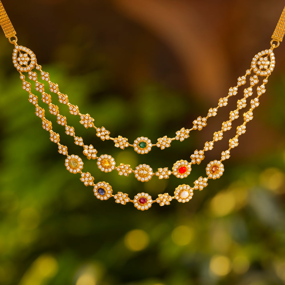Navratna Symphony Diamond Necklace,,hi-res image number null