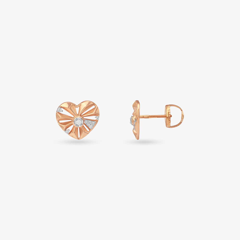 Heart Flare Diamond Stud Earrings,,hi-res image number null