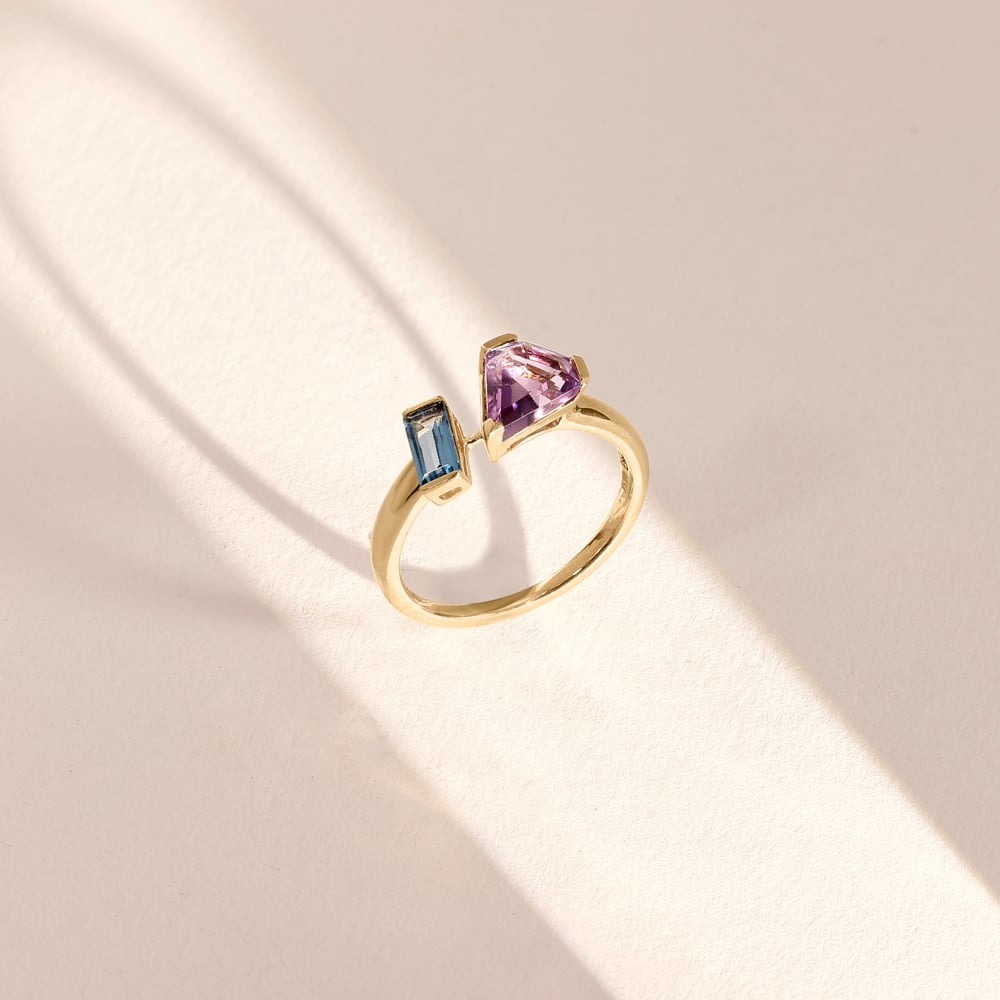 Sleek Faceted Amethyst and Topaz Ring,,hi-res image number null