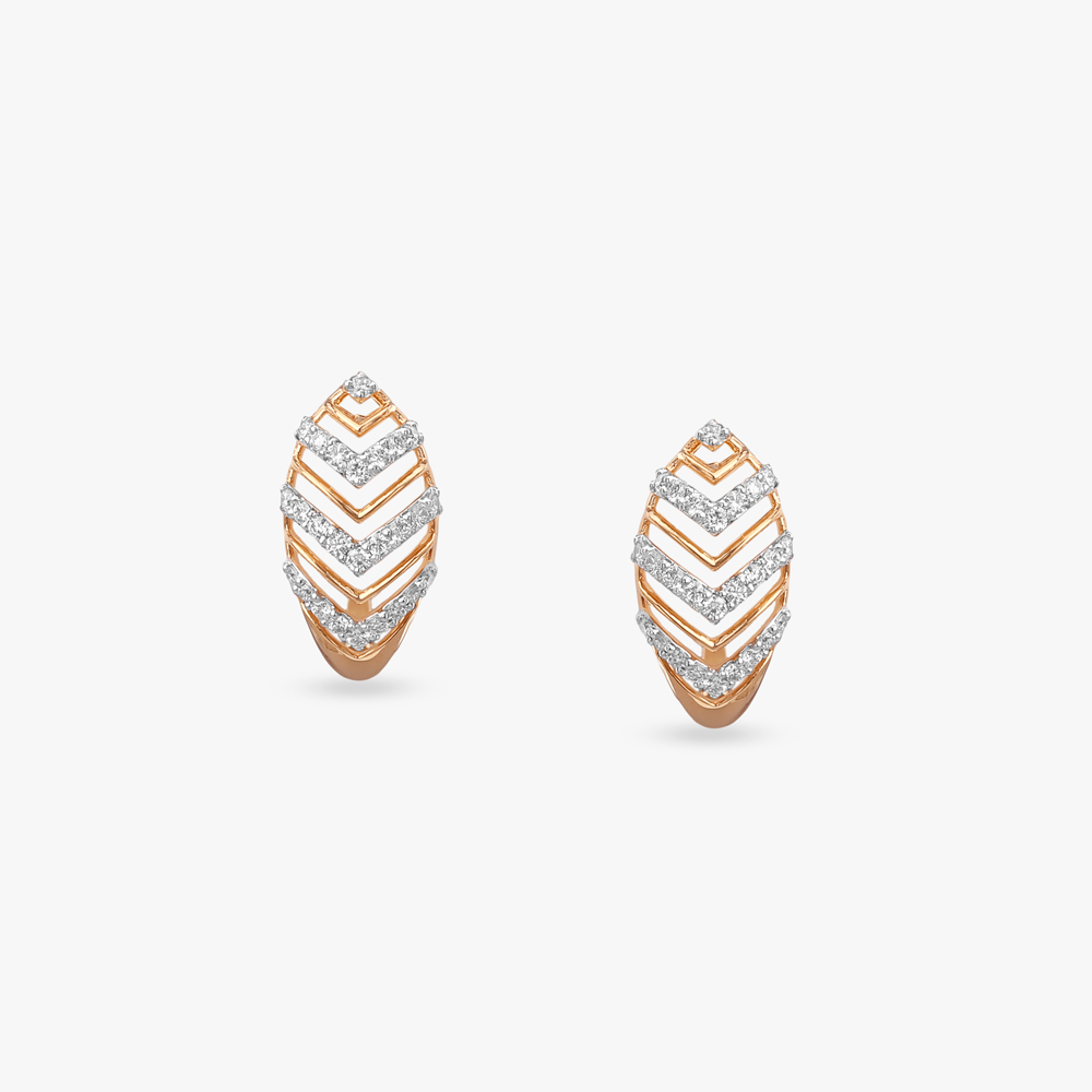 Chevron Radiance Diamond Hoop Earrings,,hi-res image number null