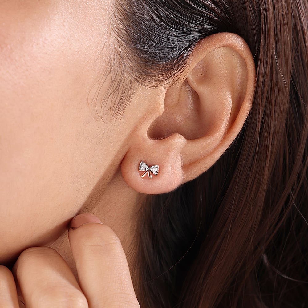 14KT Rose Gold Opulent Floral Twist Diamond Stud Earring,,hi-res image number null