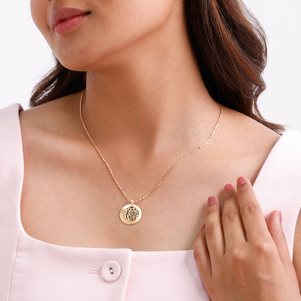 Layered Disc Gold Pendant,,hi-res image number null