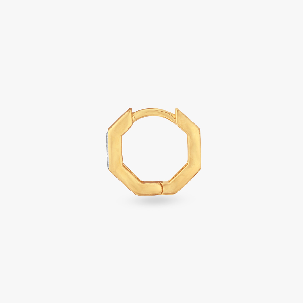 Octagon Edge Diamond Hoop Earrings For Men,,hi-res image number null