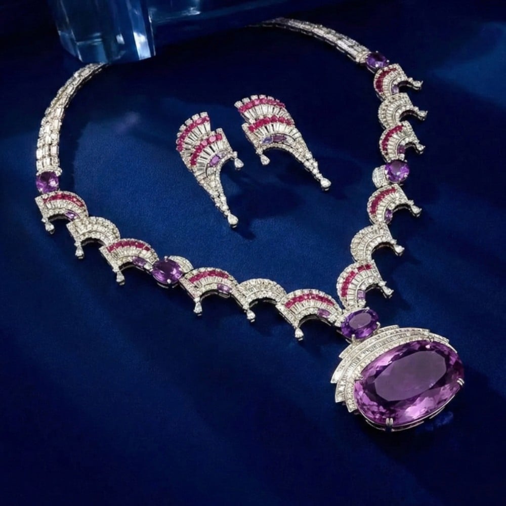 Majestic Arc Diamond Necklace Set,,hi-res image number null