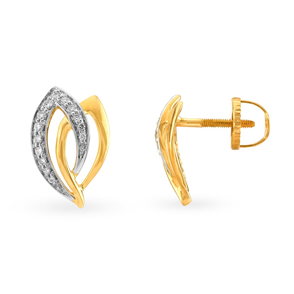 Dew Leaf Diamond Stud Earrings,,hi-res image number null