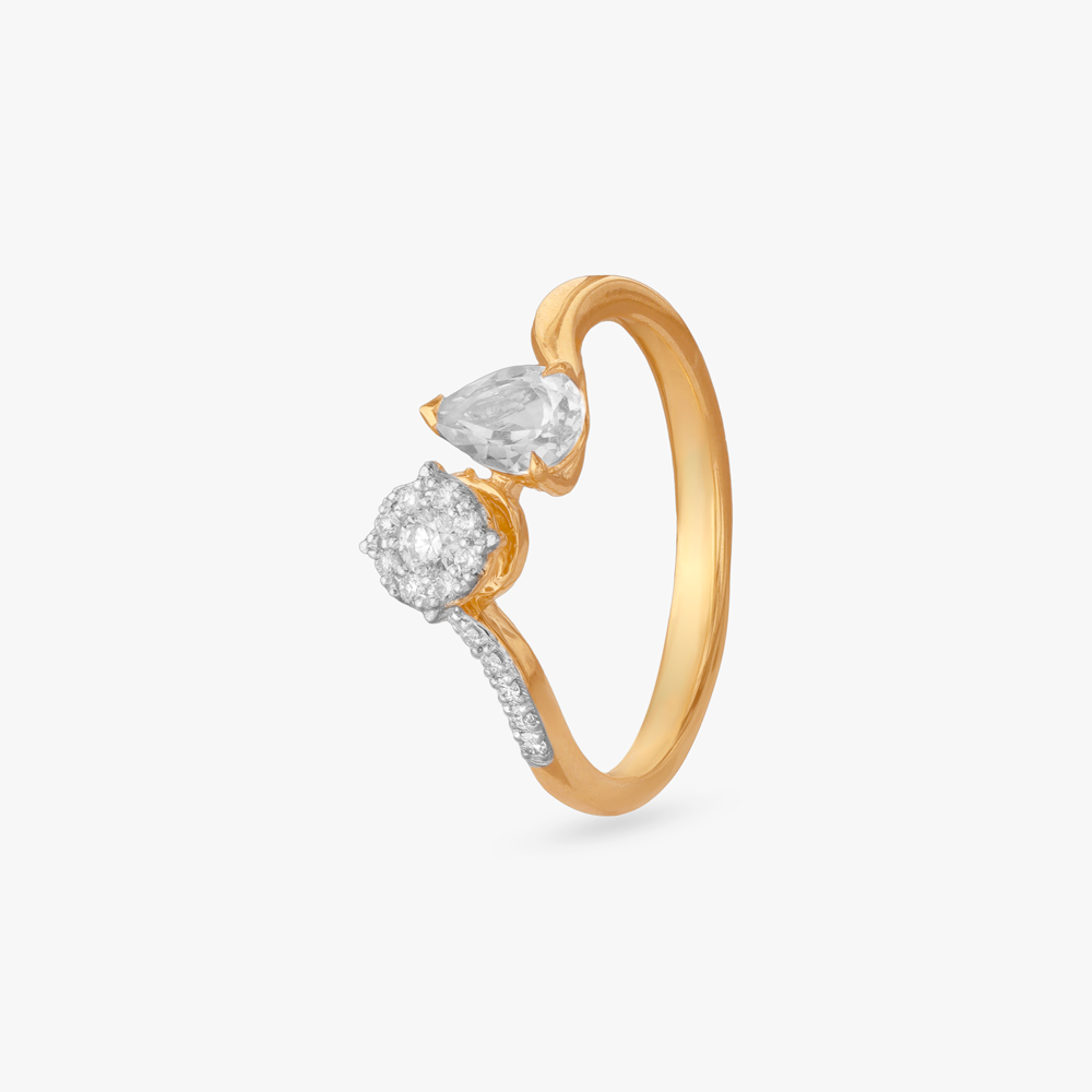 Gleaming Twin Diamond Finger Ring,,hi-res image number null