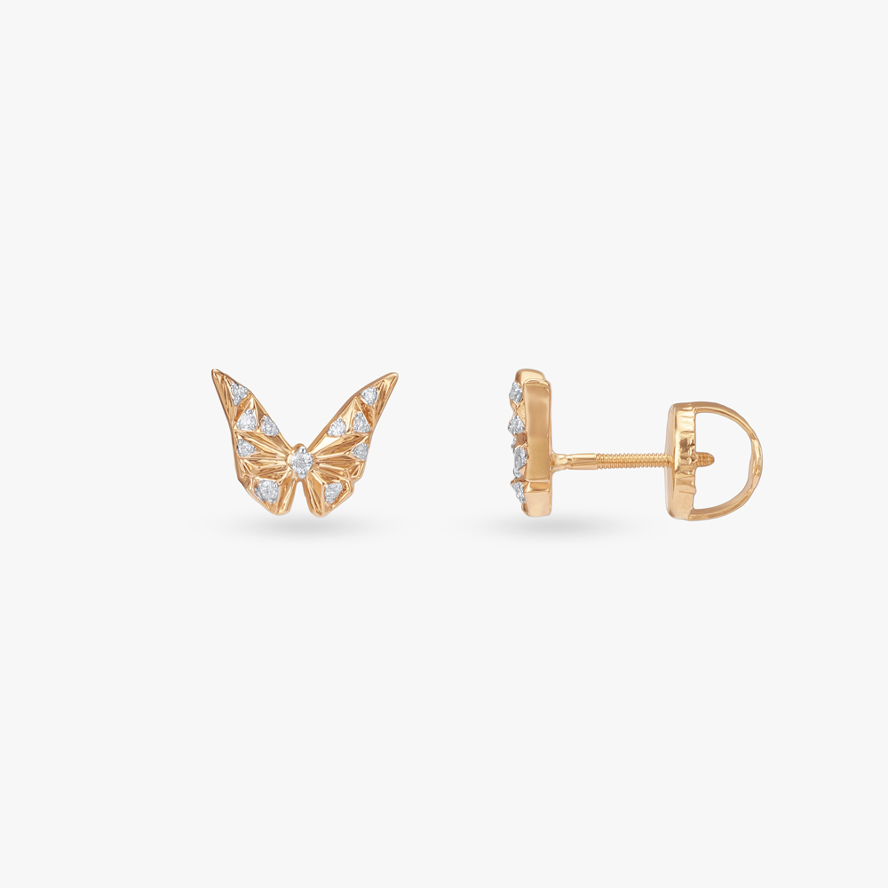 Radiant Wing Diamond Stud Earrings,,hi-res image number null