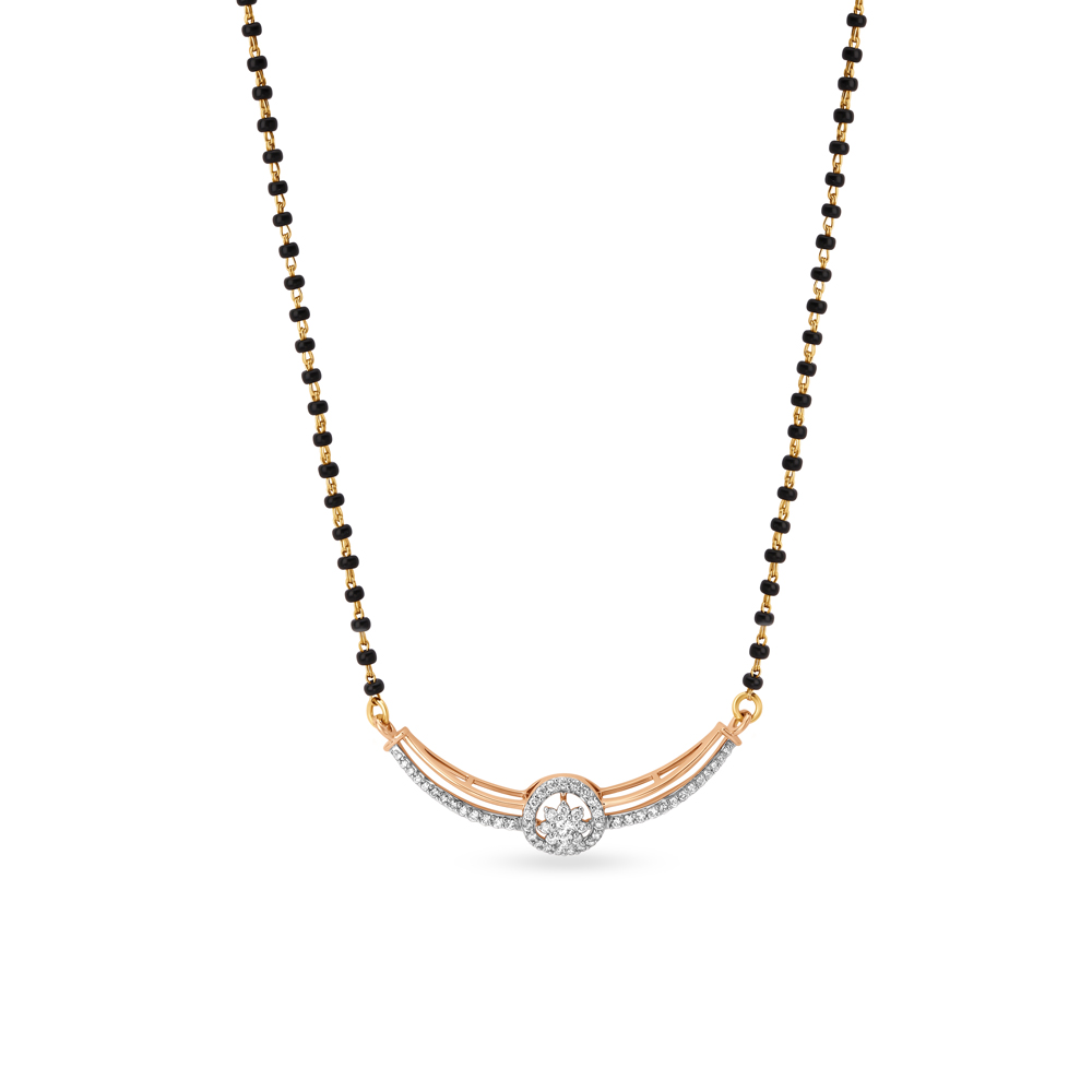 Elegant Floral Diamond Mangalsutra in Yellow and Rose Gold,,hi-res image number null