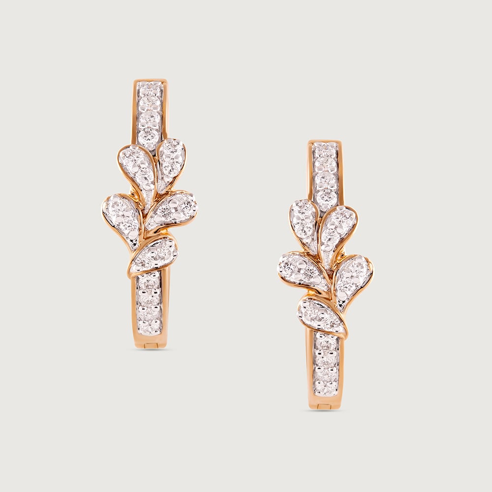 Blossom Chic Gold & Diamond Hoop Earrings,,hi-res image number null