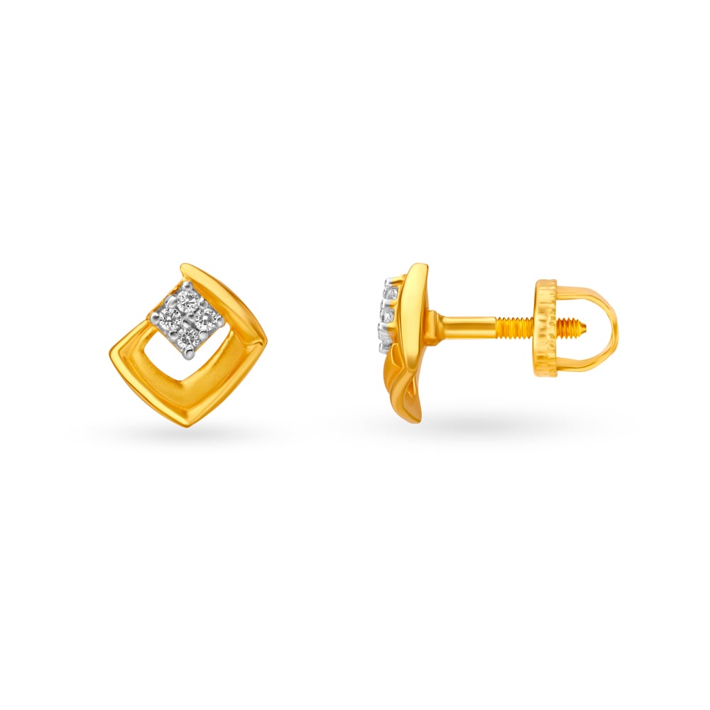 Artistic Geometric Gold Stud Earrings,,hi-res image number null