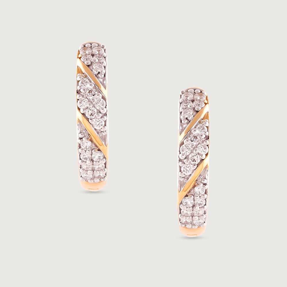 Refined Luxe Gold & Diamond Hoop Earrings,,hi-res image number null