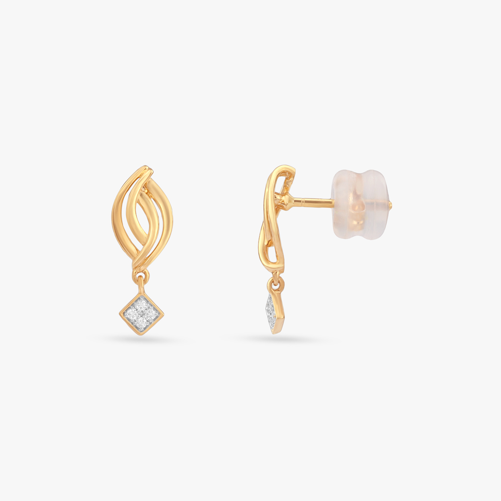 Intertwined Curve Diamond Drop Earrings,,hi-res image number null