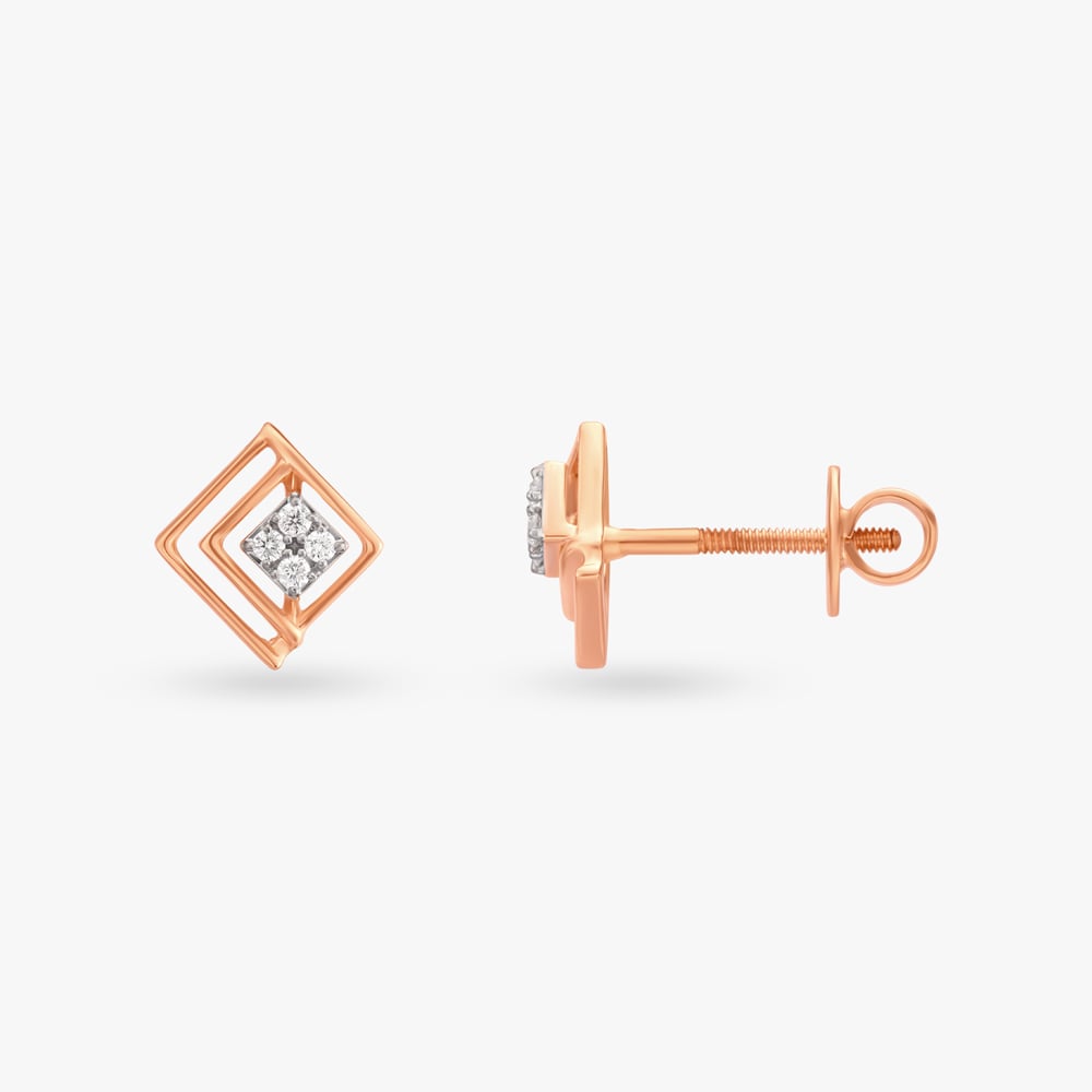 Square Diamond Stud Earrings,,hi-res image number null
