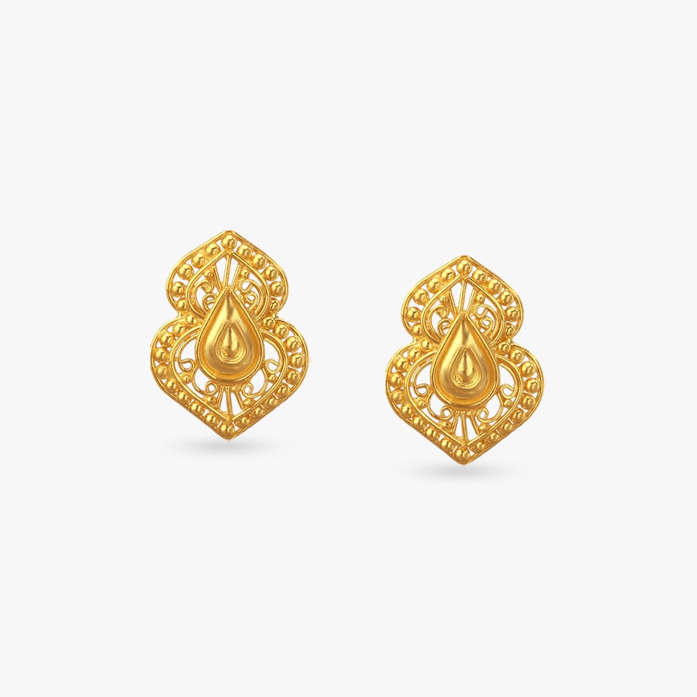 

Filigree Drop Gold Stud Earrings