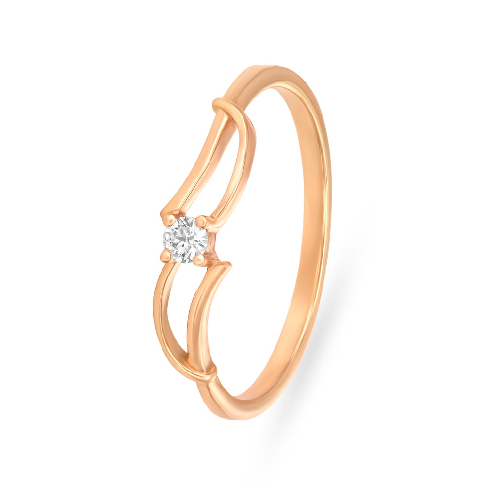 Slender Single Diamond Studded Finger Ring,,hi-res image number null