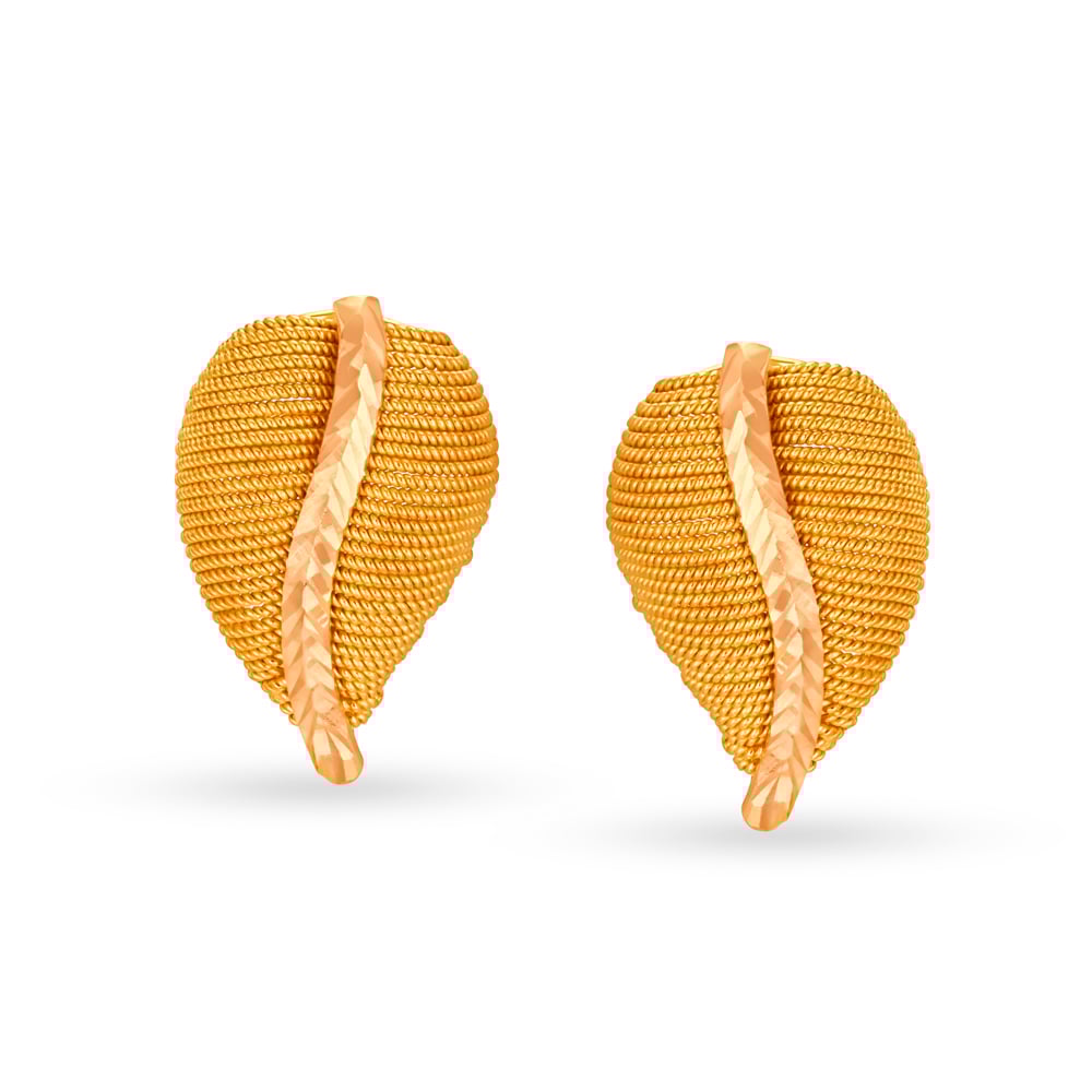 

Mutifaceted 22 Karat Yellow Gold Studs In Dual Tone