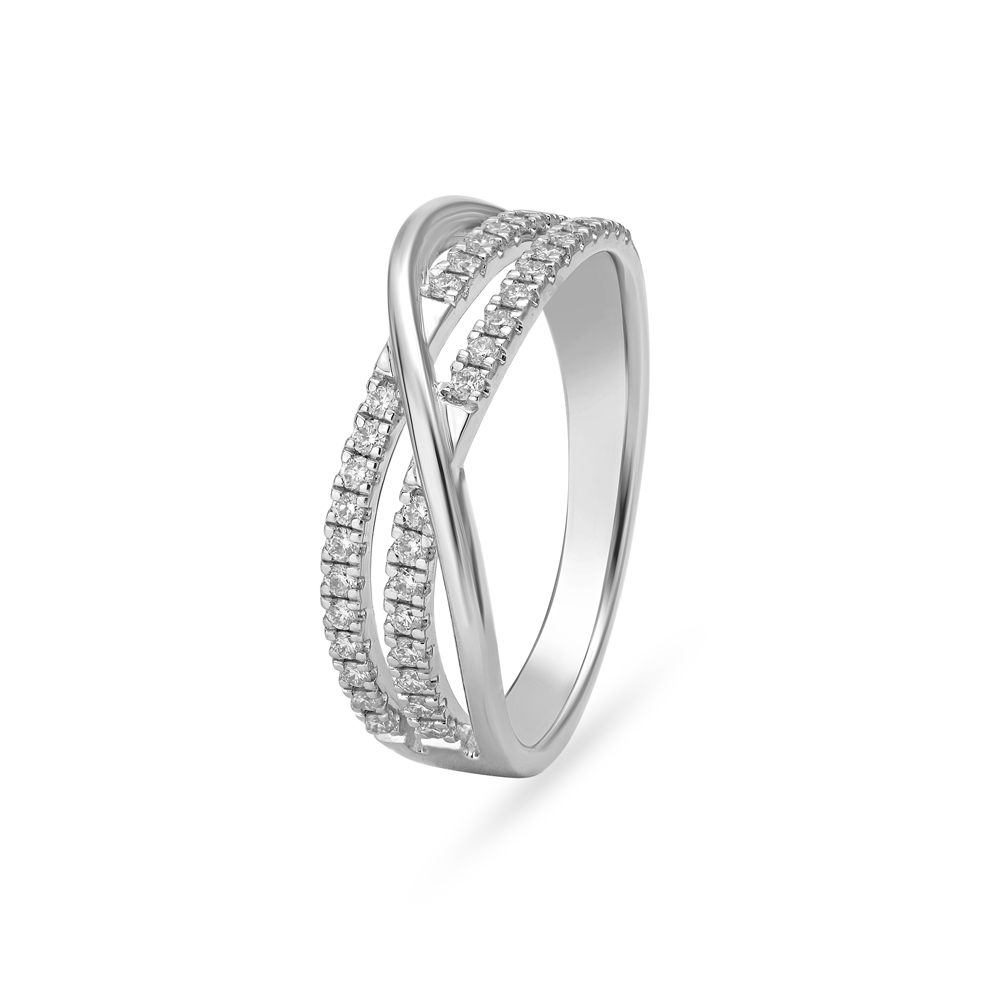 Crossover White Platinum Finger Ring