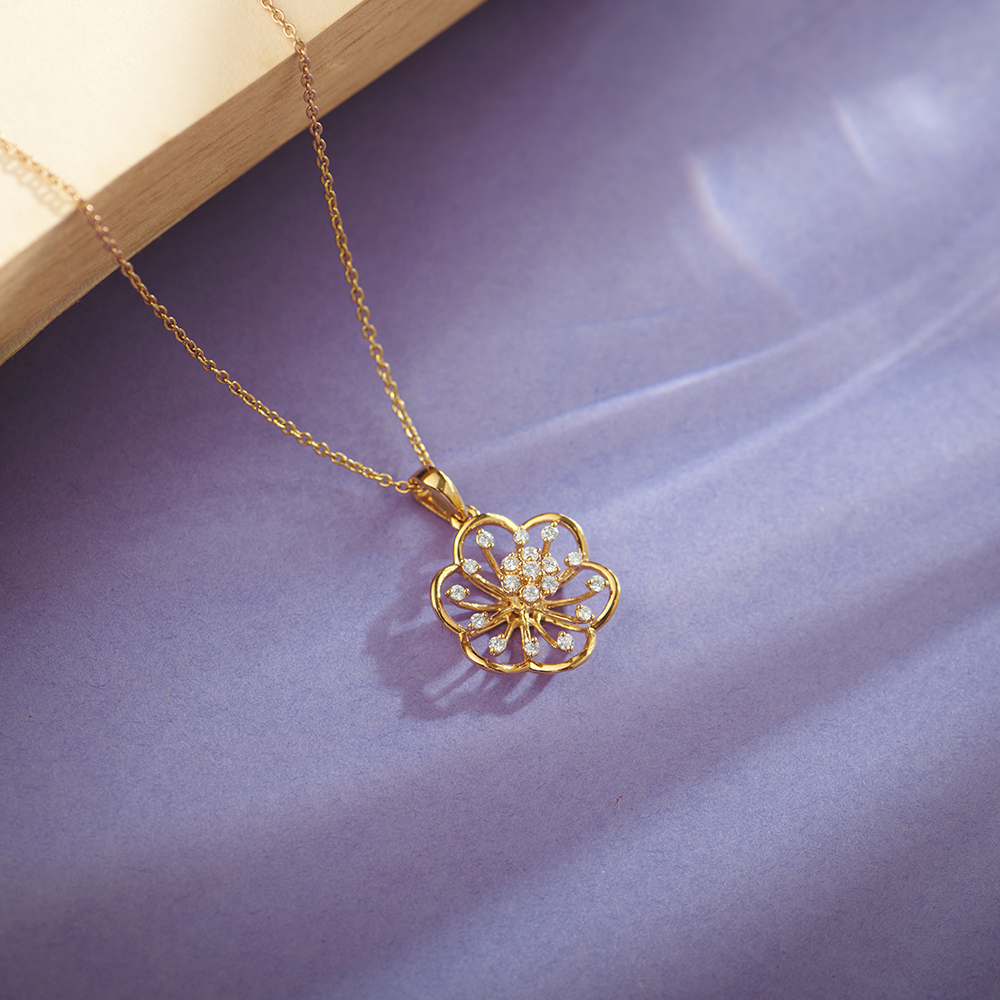 Shimmering Floral Diamond Pendant,,hi-res image number null