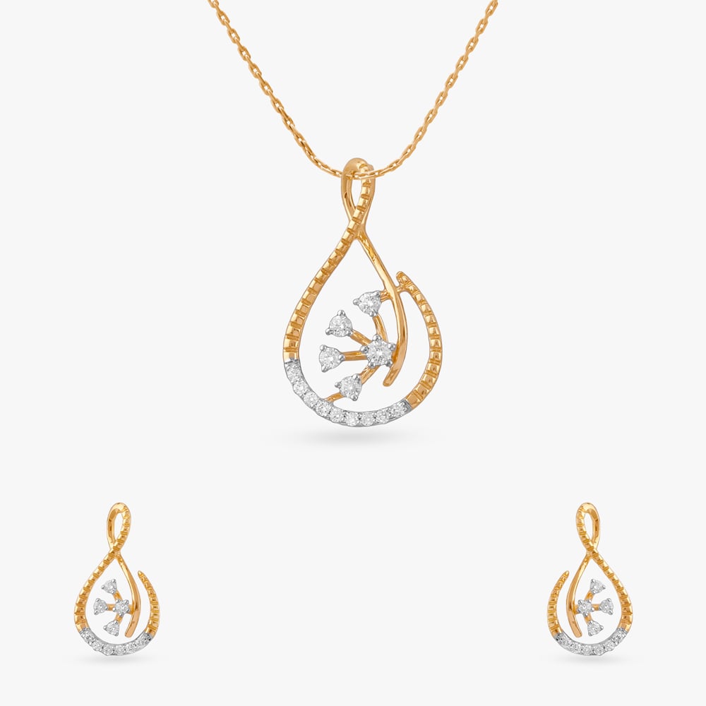 Whimsical Loop Diamond Pendant and Earrings Set,,hi-res image number null