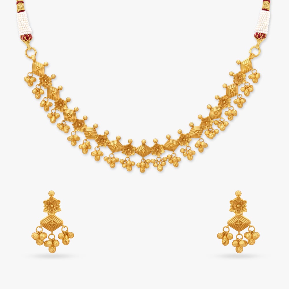 Ornate Bloom Gold Necklace Set,,hi-res image number null