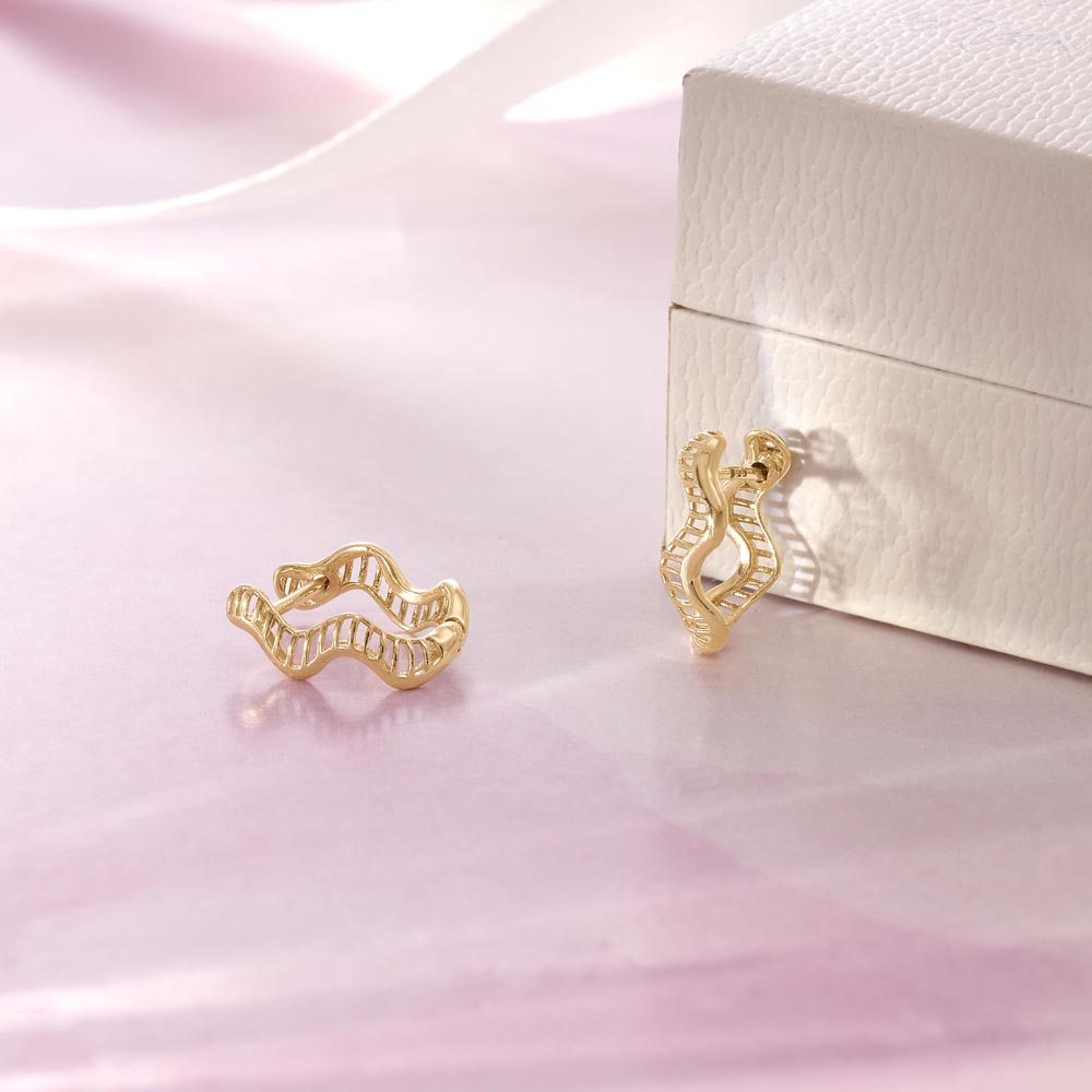 Aura Ripple Gold Hoop Earrings,,hi-res image number null