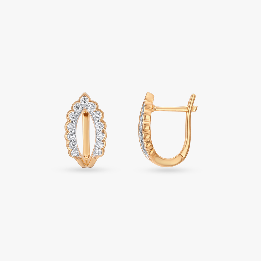 Delicate Petal Diamond Hoop Earrings,,hi-res image number null