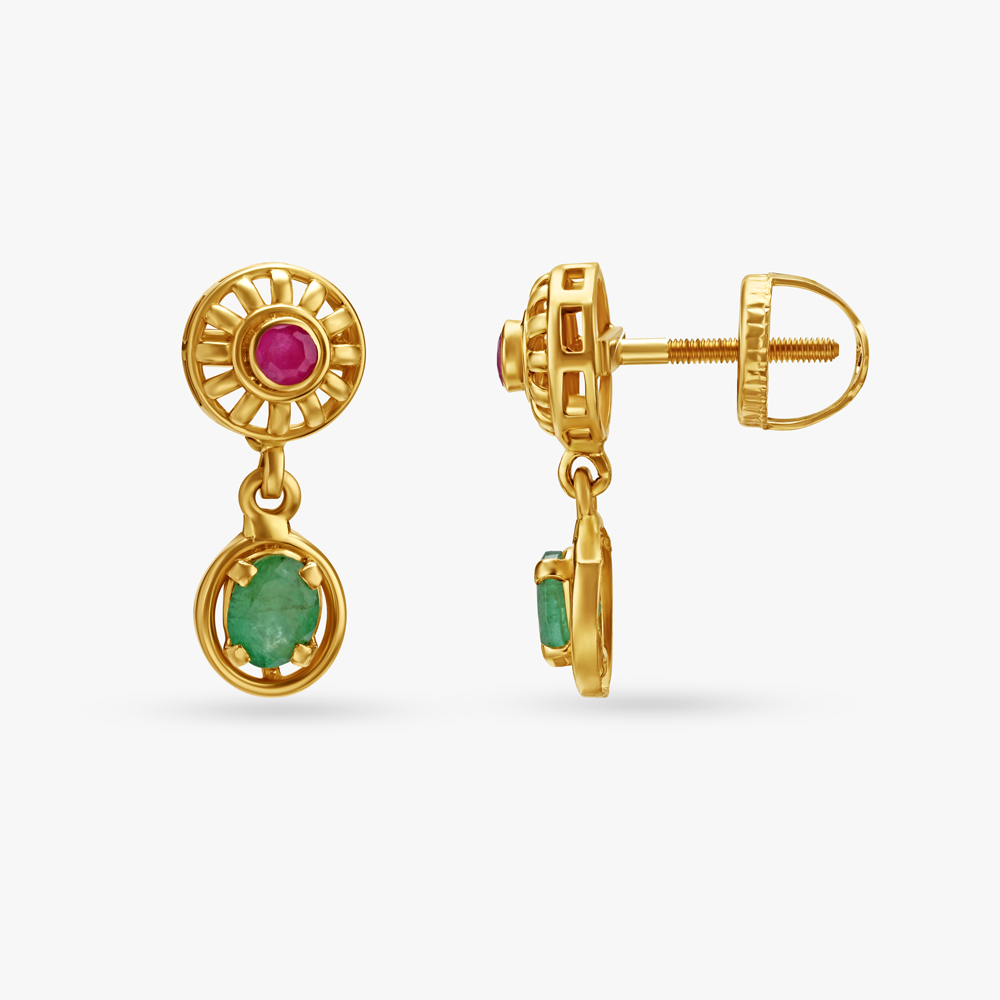 Stunning Emerald and Rubies Drop Earrings,,hi-res image number null