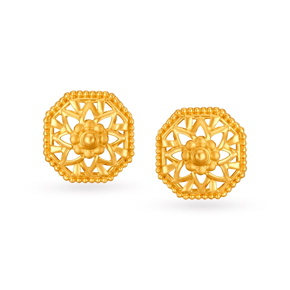 Charming Geometric Floral Stud Earrings,,hi-res image number null