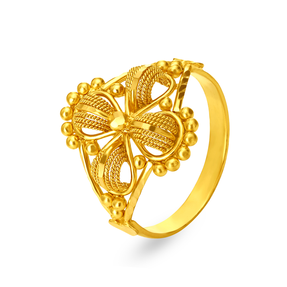 

Extraordinary 22 Karat Yellow Gold Beaded Floral Finger Ring