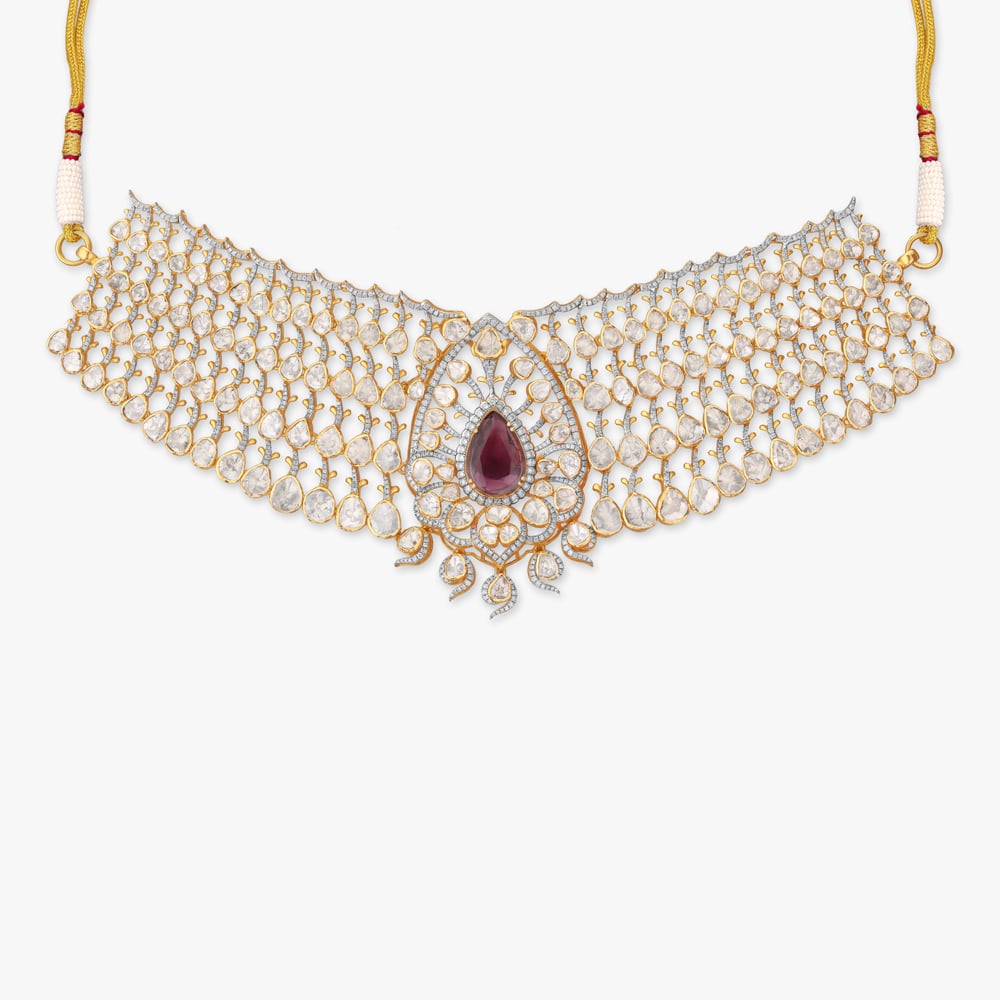 Tourmaline Diamond Wing Choker Necklace Set,,hi-res image number null