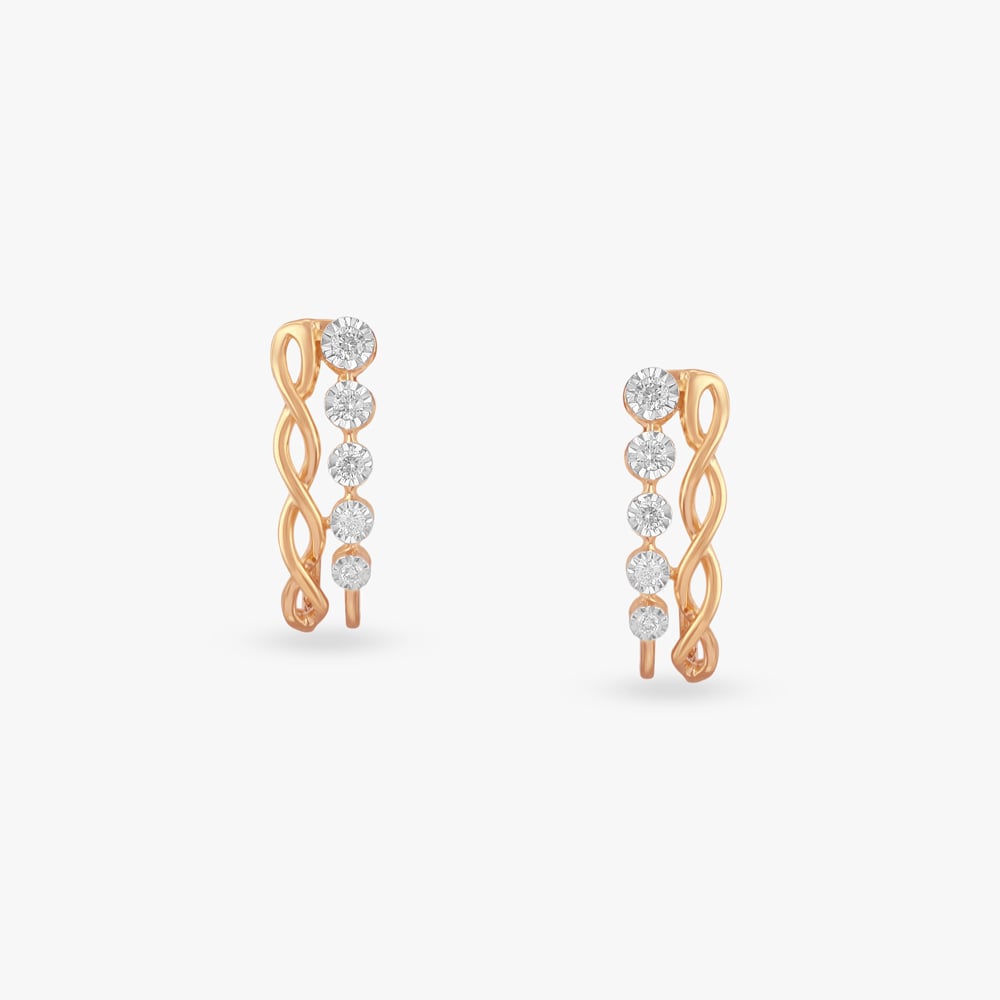 Twisted Radiance Diamond Hoop Earrings,,hi-res image number null
