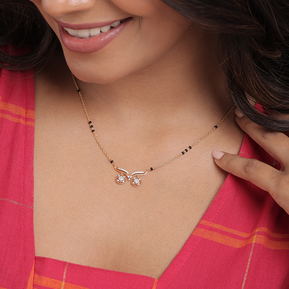 Eternal Eclat 18 Kt Gold and Diamond Vati Mangalsutra,,hi-res image number null