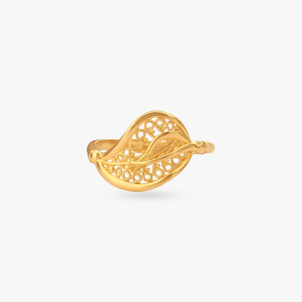 Floating Leaf Gold Ring,,hi-res image number null