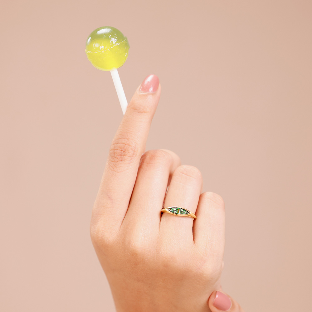 Sculpted Distinct Tsavorite Gold Ring,,hi-res image number null