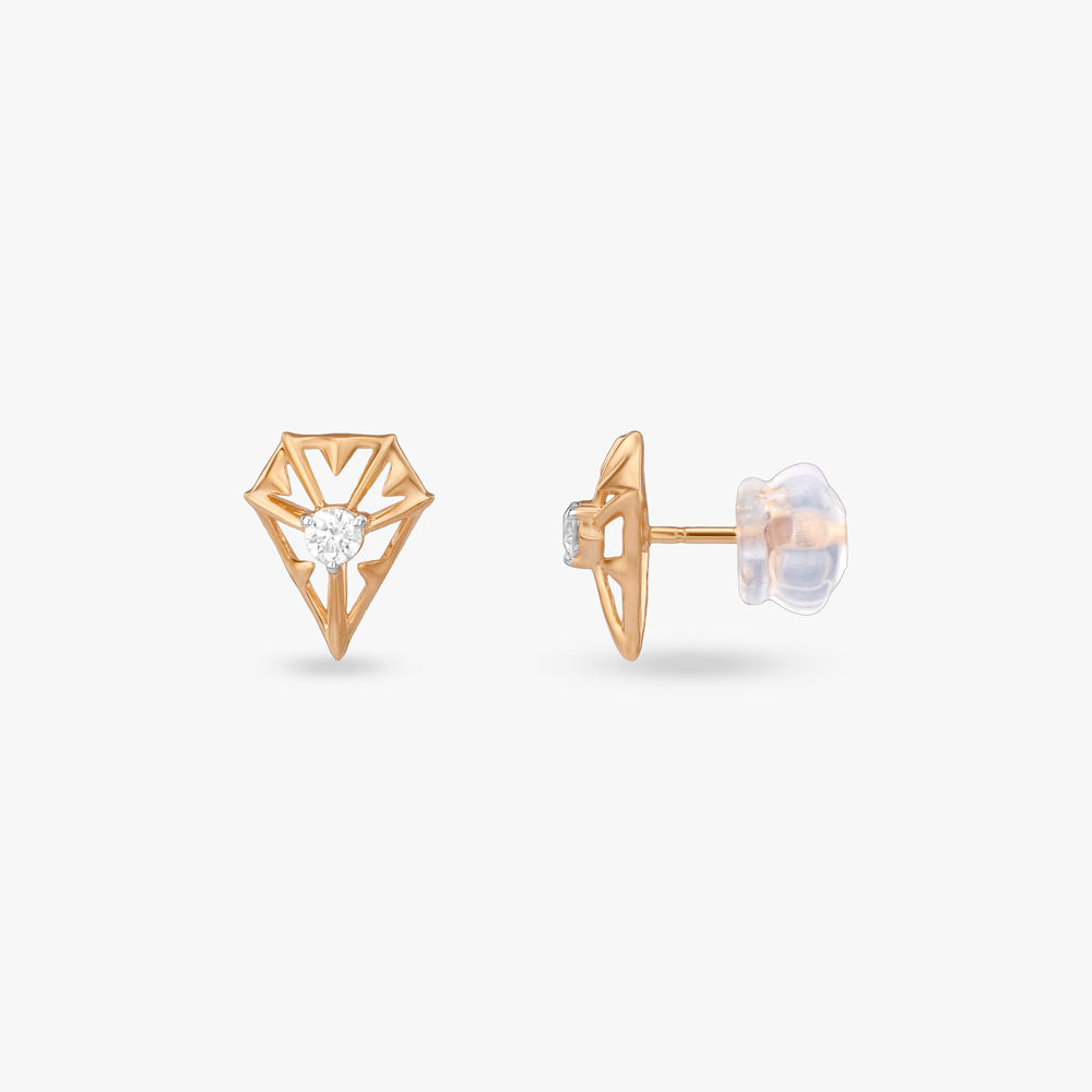 Modern Crest Diamond Stud Earrings,,hi-res image number null
