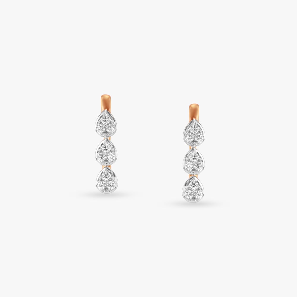 Falling Pear Diamond Hoop Earrings,,hi-res image number null