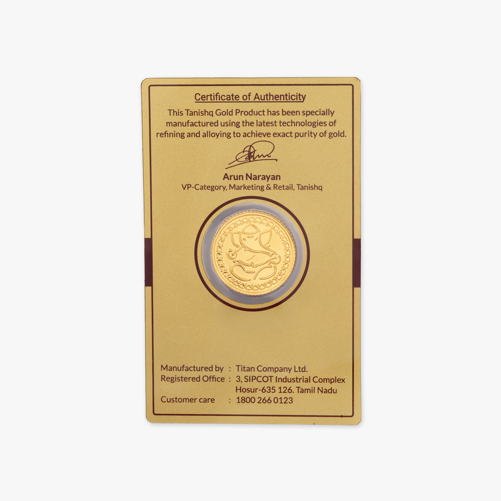 8 gram 24 Karat Gold Coin with Ganesha Motif,,hi-res image number null