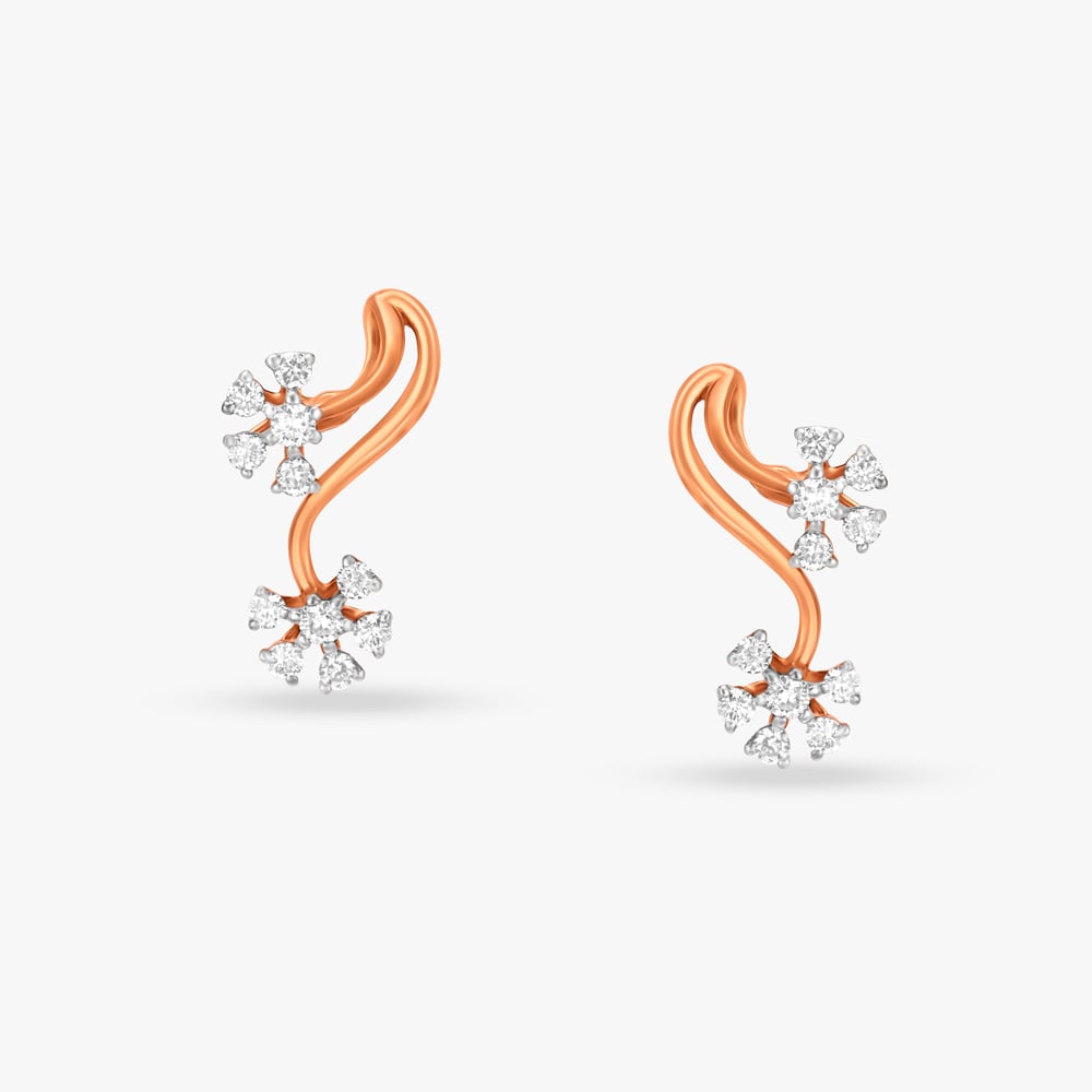 Graceful Flowers Diamond Stud Earrings