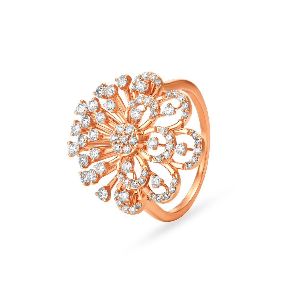 Hypnotic Floral Cocktail Diamond Finger Ring,,hi-res image number null
