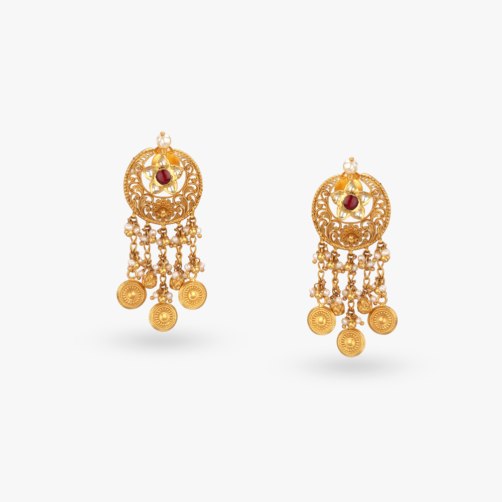 Antique Chand Bali Gold Necklace Set,,hi-res image number null