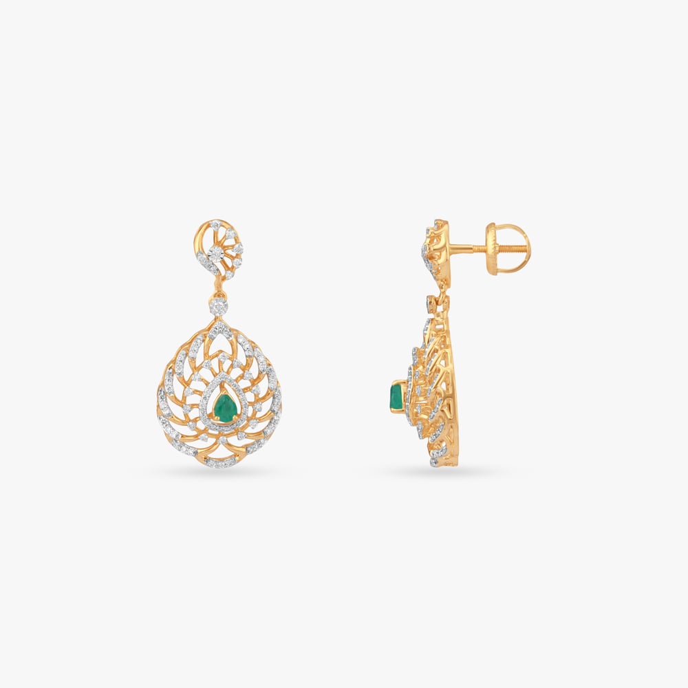 Regal Vine Diamond Drop Earrings,,hi-res image number null