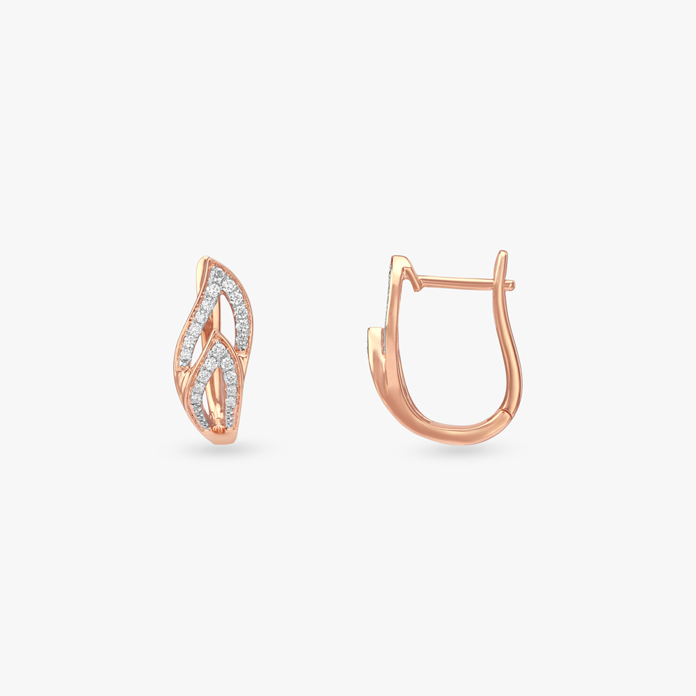 Whispering Leaves Diamond Hoop Earrings,,hi-res image number null
