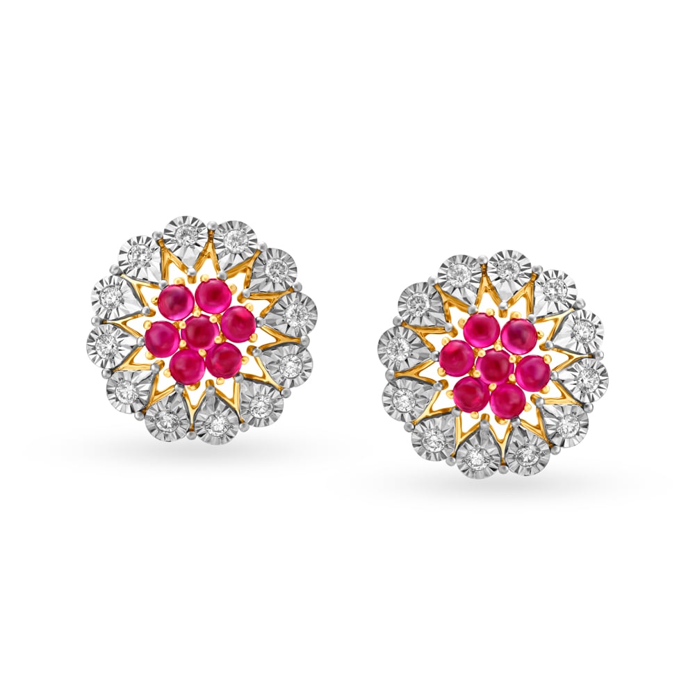 Sophisticated Ruby and Diamond Stud Earrings,,hi-res image number null