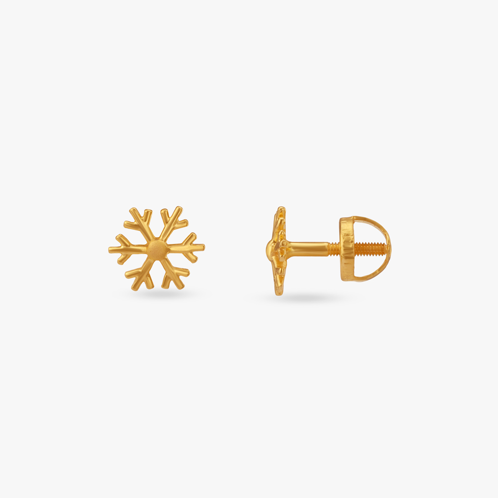 Frosty Sparkle Gold Stud Earrings for Kids,,hi-res image number null