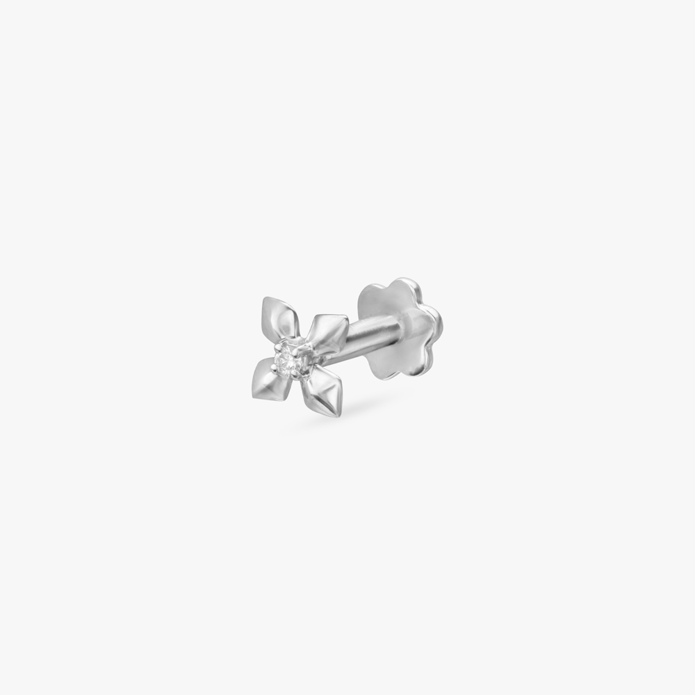 

Petite Bloom Platinum and Diamond Nose Pin
