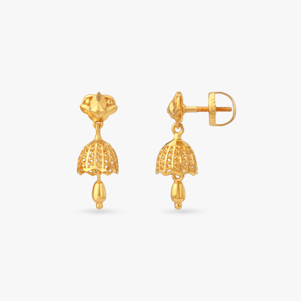 Grace Dome Gold Jhumka Earrings,,hi-res image number null